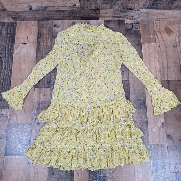 Zadig & Voltaire Rebbie Goa Mini Dress Yellow Ditsy Floral No Size Tag Small - Picture 6 of 15